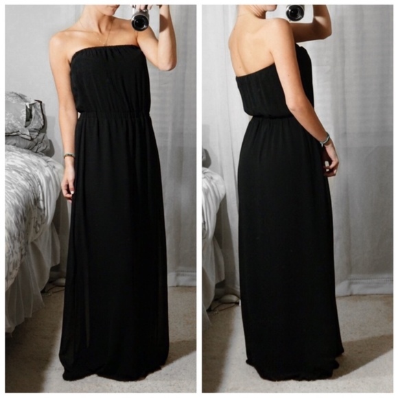 strapless chiffon maxi dress
